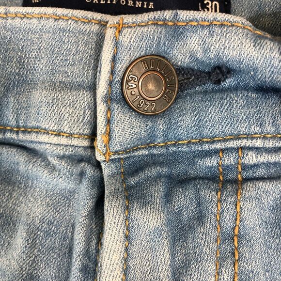 Hollister Jeans Men 30x30 Blue Skinny Leg Distressed Stretch Preppy Normcore - Picture 2 of 10